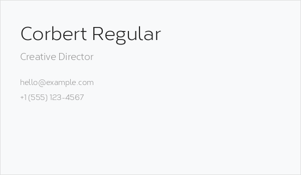 Corbert Regular Business Card