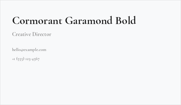 Cormorant Garamond Bold Business Card