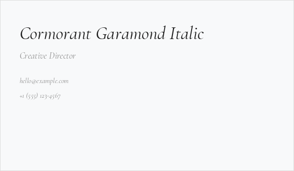 Cormorant Garamond Italic Business Card