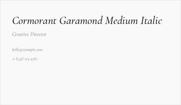 Cormorant Garamond Medium Italic Business Card