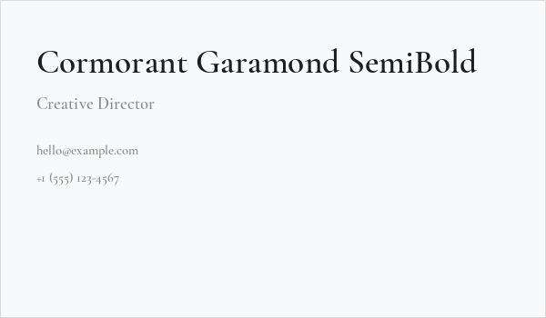 Cormorant Garamond SemiBold Business Card
