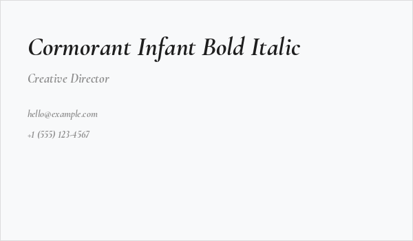 Cormorant Infant Bold Italic Business Card