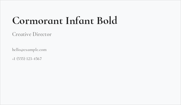 Cormorant Infant Bold Business Card
