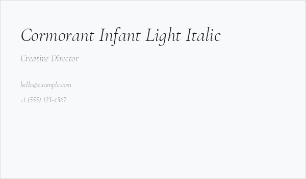 Cormorant Infant Light Italic Business Card