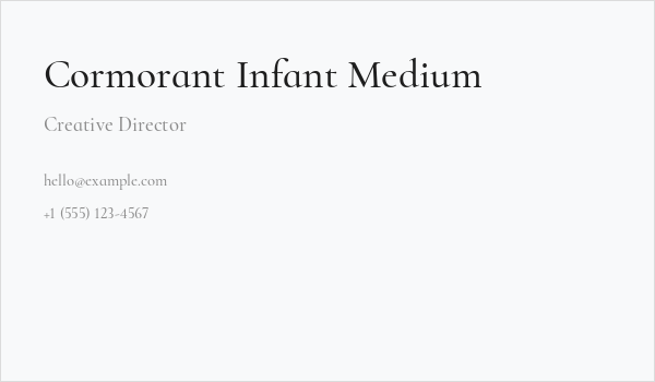 Cormorant Infant Medium Business Card