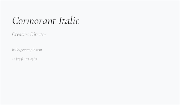 Cormorant Italic Business Card