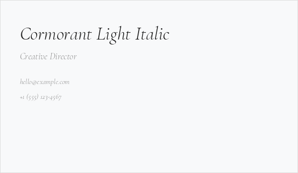 Cormorant Light Italic Business Card