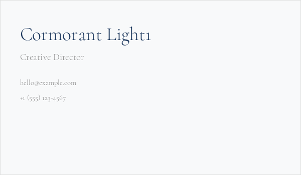 Cormorant Light1 Business Card
