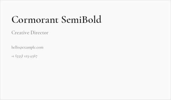 Cormorant SemiBold Business Card