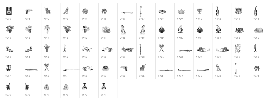 Cornucopia od Dingbats Six Character Map