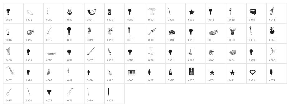 Cornucopia of Dingbats Eight Character Map