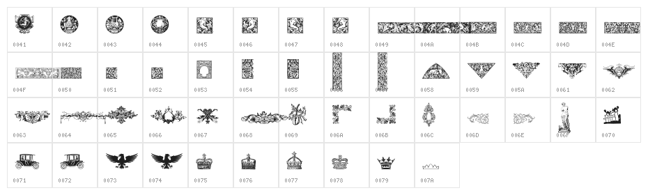 Cornucopia of Dingbats Four Character Map