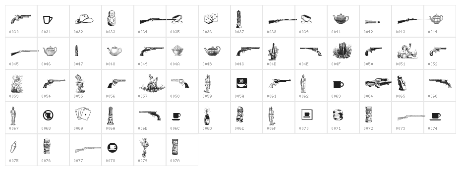 Cornucopia of Dingbats Seven Character Map