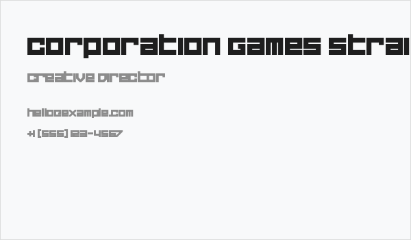 Corporation Games Straight Business Card