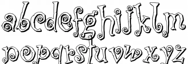 Corps-Script-Shadow Schriftart Kleinbuchstaben