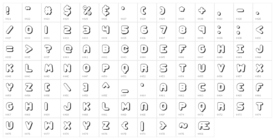 Corpulent Caps Shadow BRK Character Map