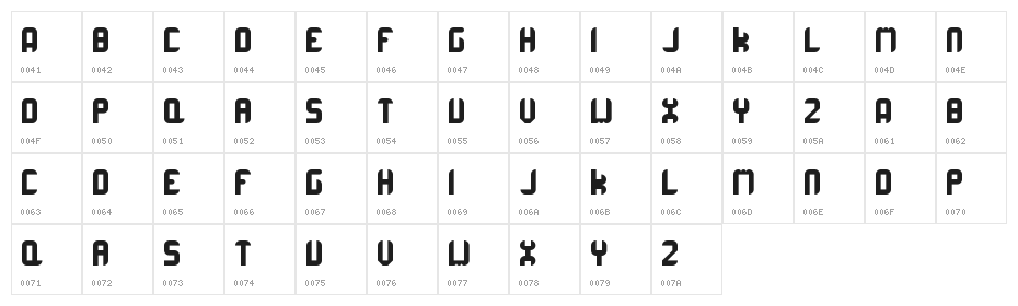CorruptaRounded Regular Character Map