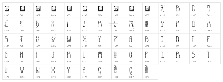 Corrupted Democrazy Bold Character Map