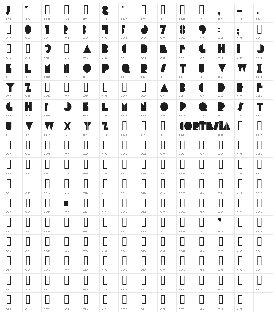 Cortesia Character Map