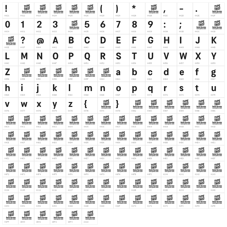 Cosima Trial Bold Character Map