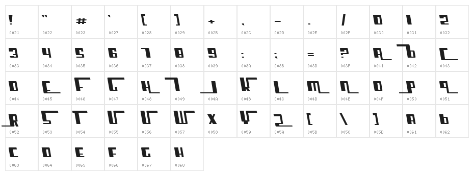 Cosmic Age Extended Italic Character Map