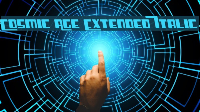 Cosmic Age Extended Italic Font examples