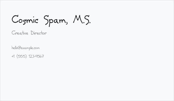Cosmic Spam, M.S. Business Card