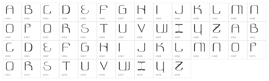 Cosmonautica Character Map