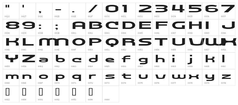 Cosmosbold Character Map