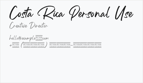 Costa Rica Personal Use Business Card