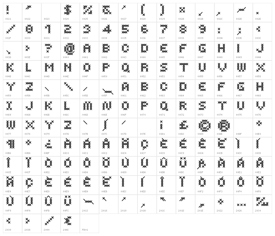 Costura Bold Character Map