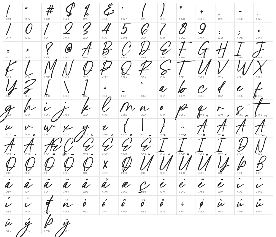 Costyle Character Map