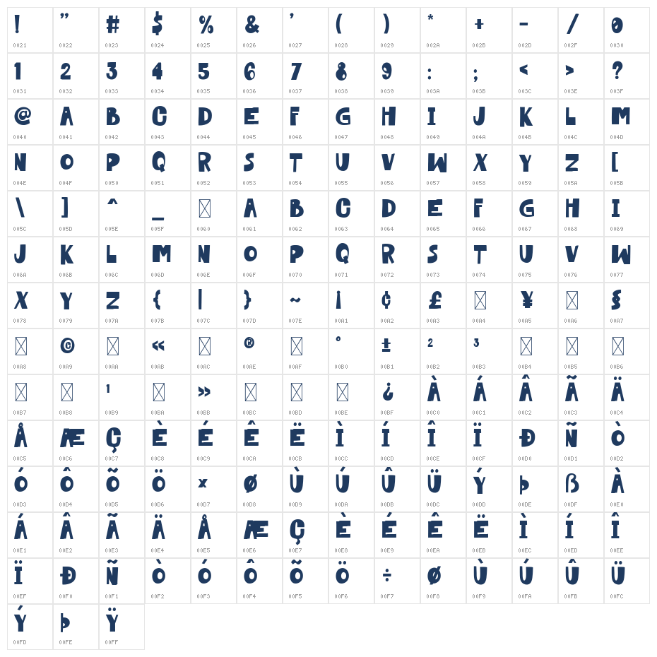 Cotton Sproot Character Map