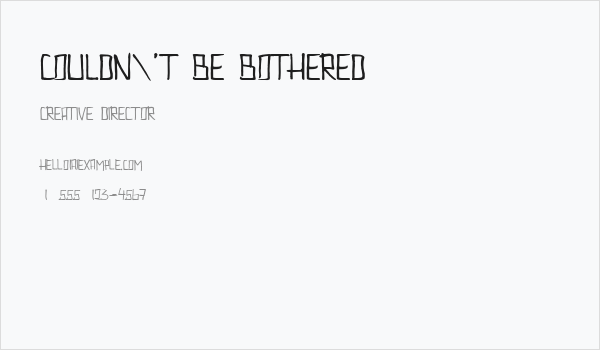 Couldn't Be Bothered Business Card