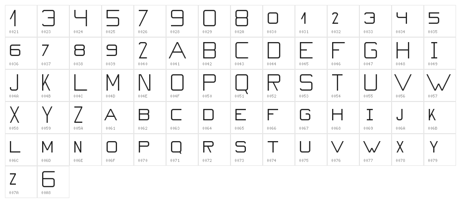 Countdowner Regular Character Map