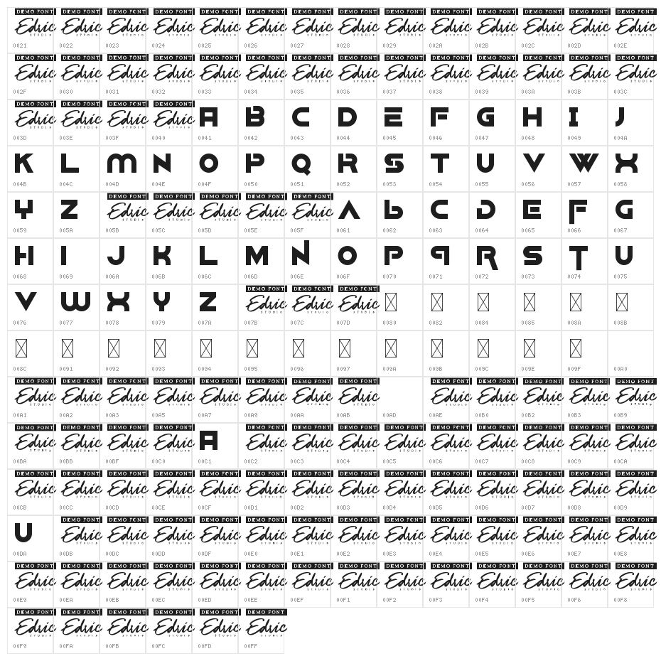 Counter Stream Demo Character Map