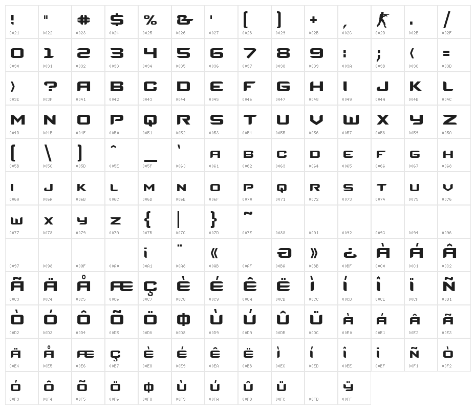 Counter-Strike Regular Character Map
