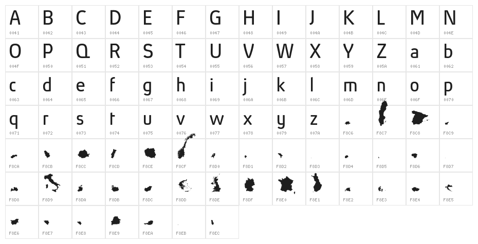 CountriesofEurope Character Map