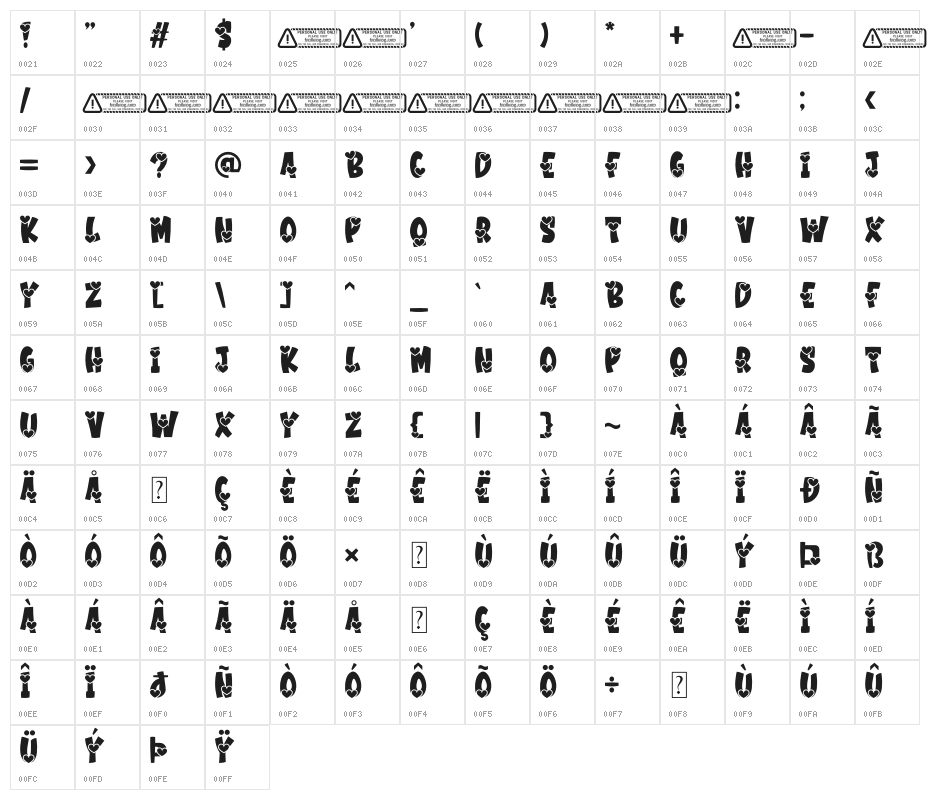 Couple Valentine PERSONAL USE O Character Map