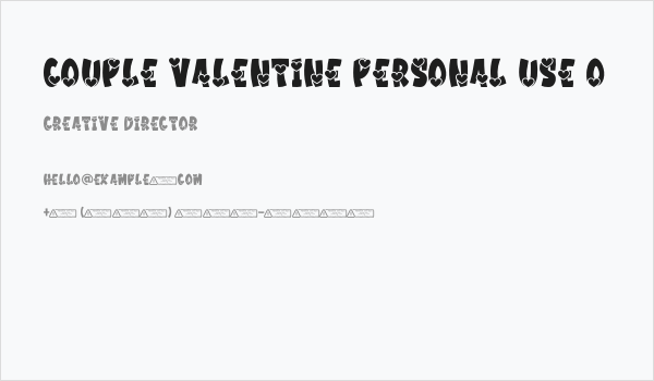 Couple Valentine PERSONAL USE O Business Card