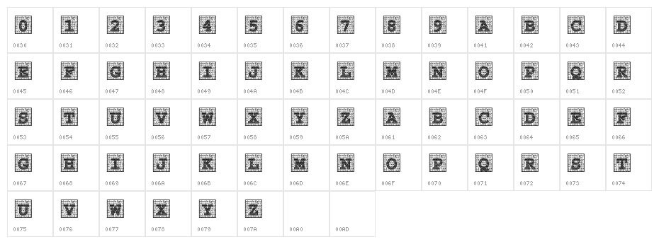 Courier Initials Character Map
