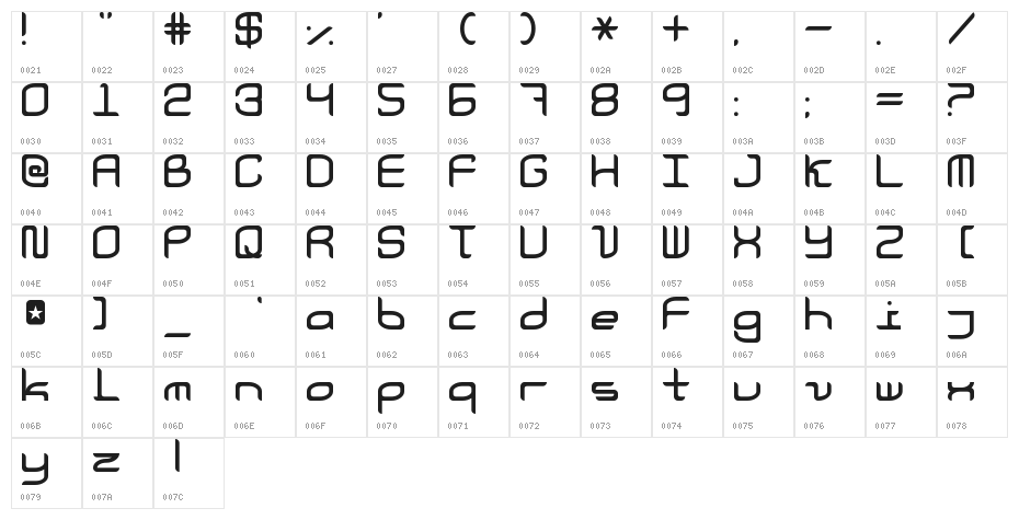 Courier-Now Character Map
