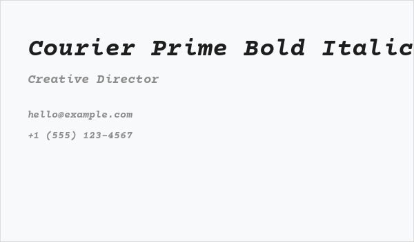 Courier Prime Bold Italic Business Card