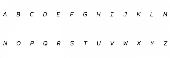 Courier Prime Code Italic फ़ॉन्ट अपरकेस