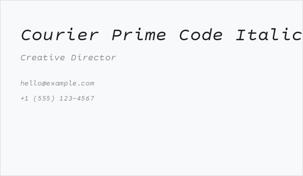 Courier Prime Code Italic Business Card