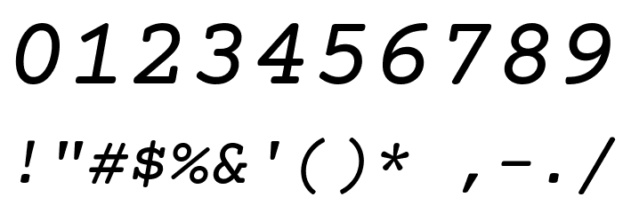 Courier Prime Italic Font OTHER CHARS