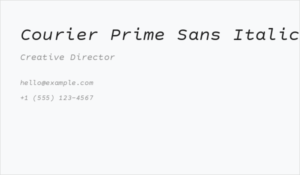 Courier Prime Sans Italic Business Card