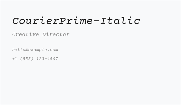 CourierPrime-Italic Business Card