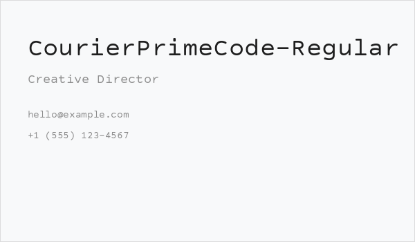 CourierPrimeCode-Regular Business Card