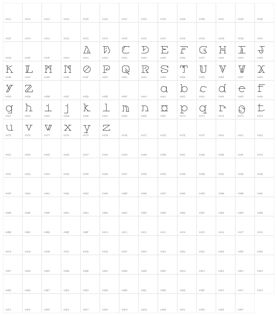 Courrrier Character Map